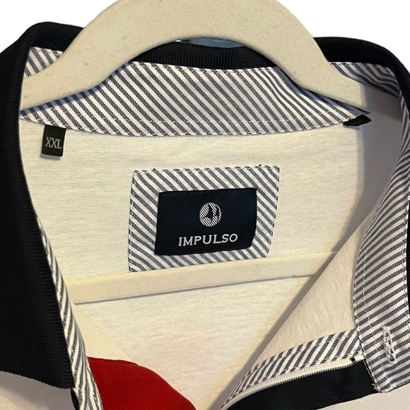 Impulso Mens Yacht Regatta Nautical Zip Collared Polo Shirt Made In Italy Sz XXL - Picture 3 of 9